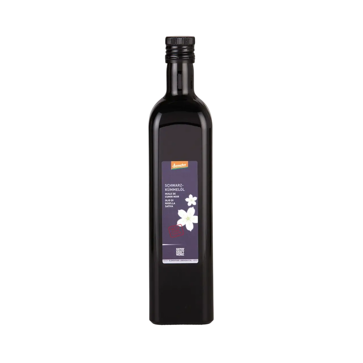 NaturKraftWerke Schwarzkümmelöl in dunkler Flasche, kaltgepresst, nativ, Demeter-Qualität, für gesundes Kochen und Pflege