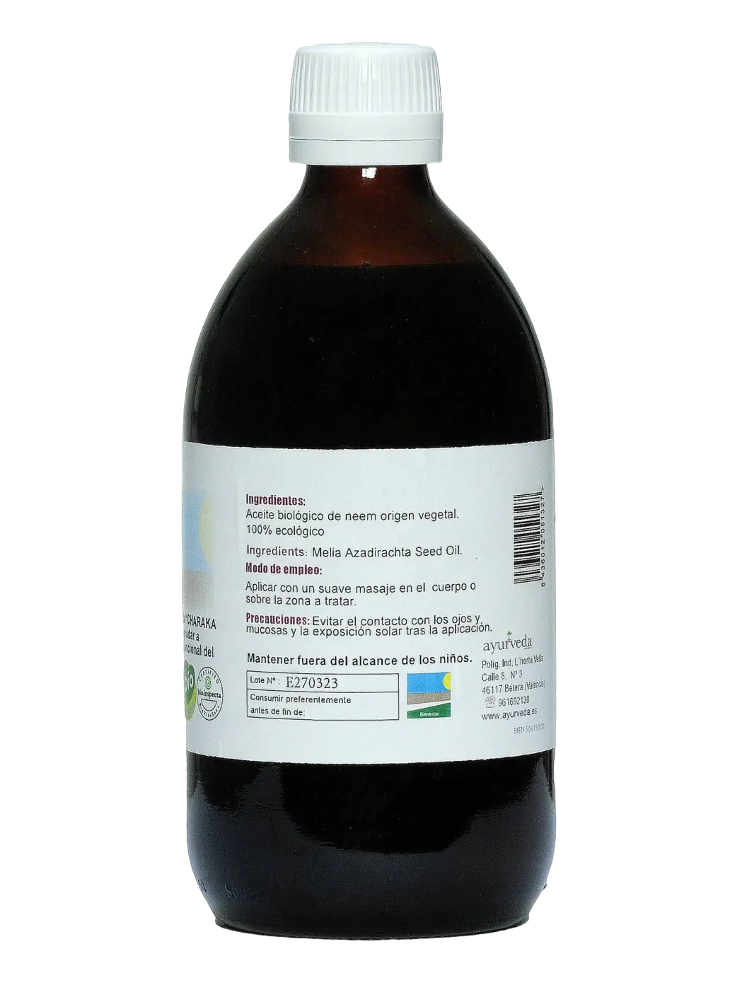 Neemöl von Ayurveda Auténtico, natürliches Pflegeöl für Muskeln und Gelenke, 200 ml Flasche, cremige Textur