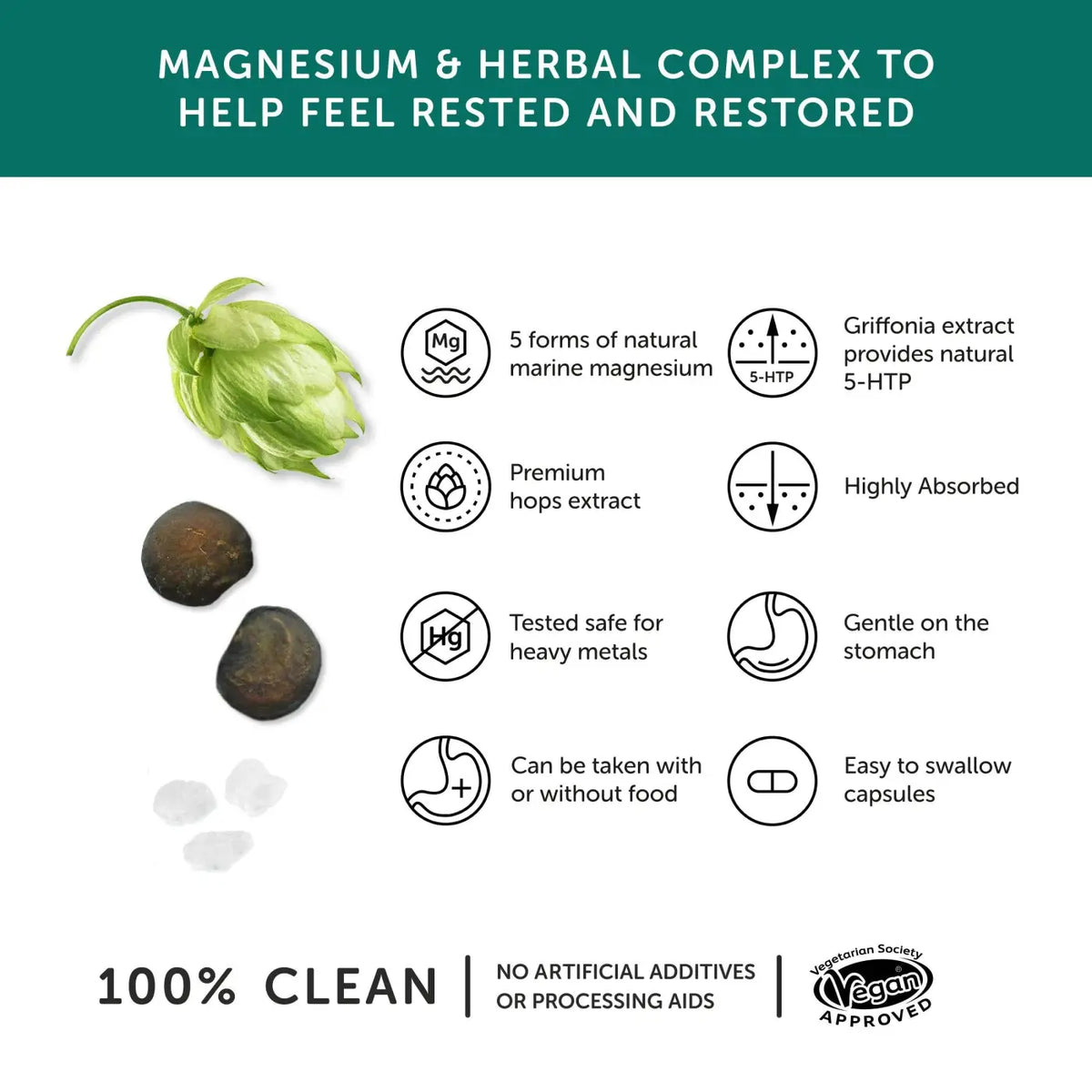 Natürliche Schlafmittel von Together Health mit Magnesium und Kräutern für eine ruhige Nacht, Nahrungsergänzung, Flasche mit Tabletten