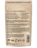 The back of a beige textured package for night time natürliches schlafmittel with pflanzenbasiertes nachtkomplex and marines magnesium