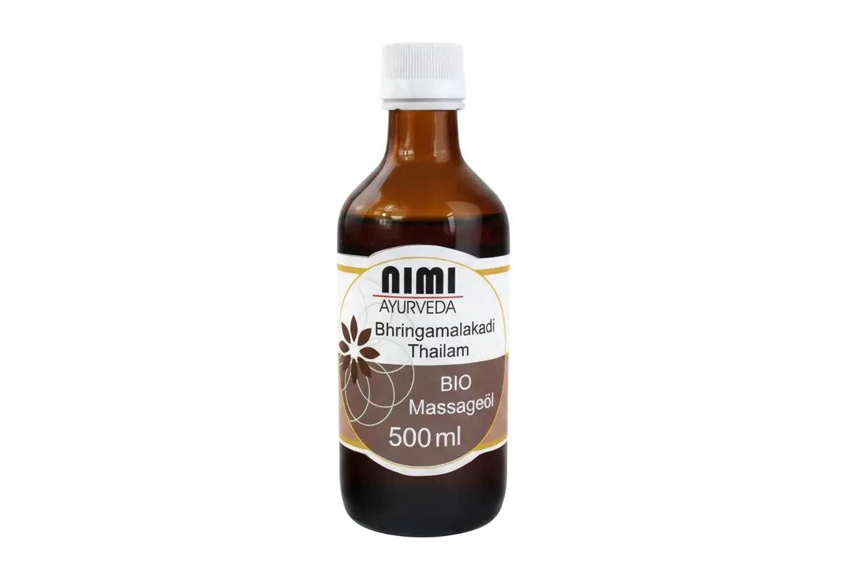 Bio Nimi Bhringamalakadi Thailam von AHG, ayurvedisches Massageöl für Kopfhaut, Haare und Körper, 500 ml Flasche