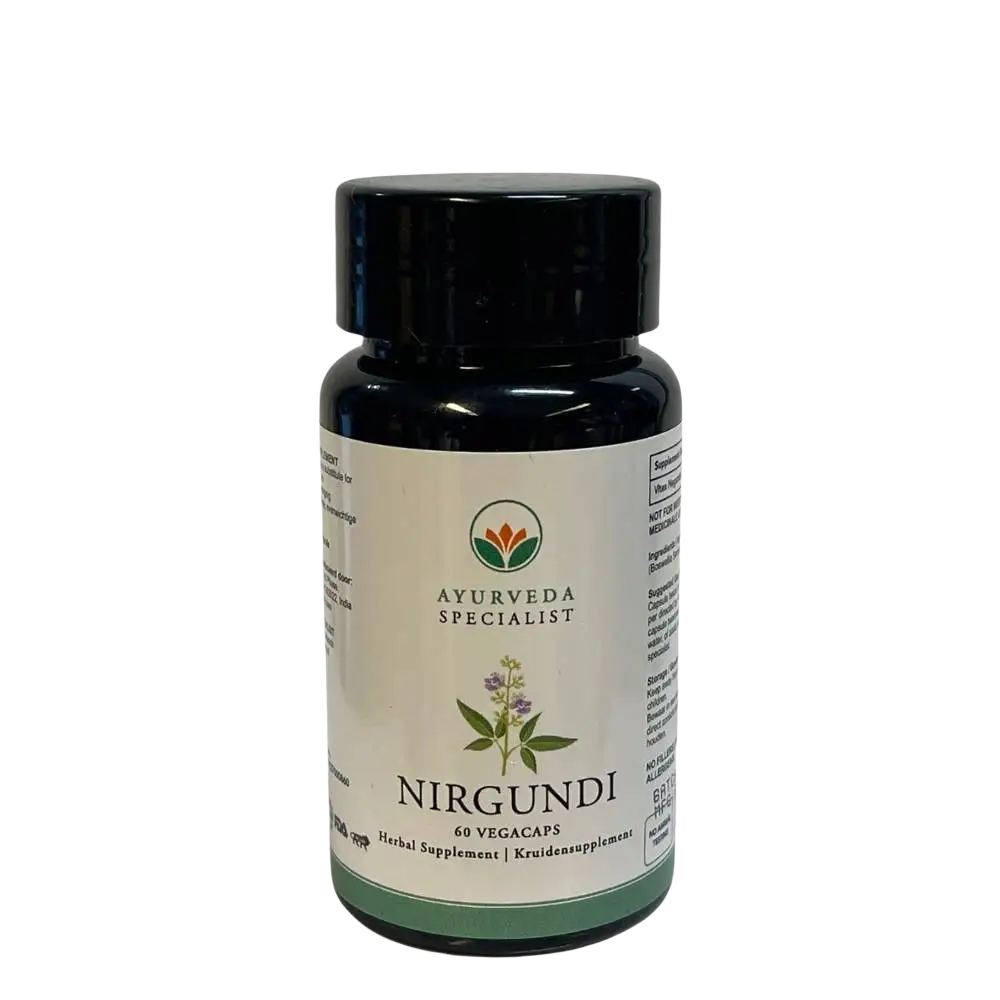 Nirgundi Ayurveda Kräuterformel Nahrungsergänzungsmittel in Packung, natürliche Kräuter für Gesundheit und Wohlbefinden