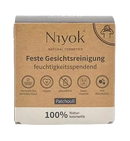 Niyok feste gesichtsreinigung patchouli 80g in brauner papierschachtel mit 100% natürlichen kosmetik Inhaltsstoffen