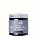 Niyok 2-in-1 Deodorant Oriental Wood, 40 ml, Körperpflege mit holzigem Duft, Flasche mit Sprühkopf und edlem Design