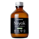 Niyok Mundziehöl mit Pfefferminze und Zitrone, 200ml, für die Mund- und Zahnpflege, zeigt die Flasche mit grünen Minz- und Zitronen-Details