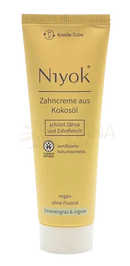 Niyok zahncreme zitronengras gelb mit kokosöl vegan und fluoridefrei für antibakterielle und entzündungshemmende wirkung