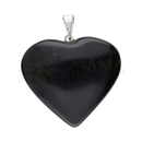 Schwarzer obsidian herz herzanhänger mit glatter oberfläche und silberfarbenem bails für innere klarheit
