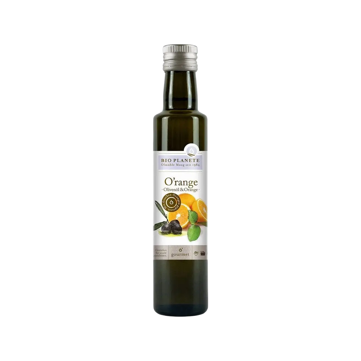 Bio Planète Olivenöl mit Orange, Bio-Öl & Fette, mit fruchtigem Orangengeschmack, in dunkler Flasche, naturbelassen und hochwertig