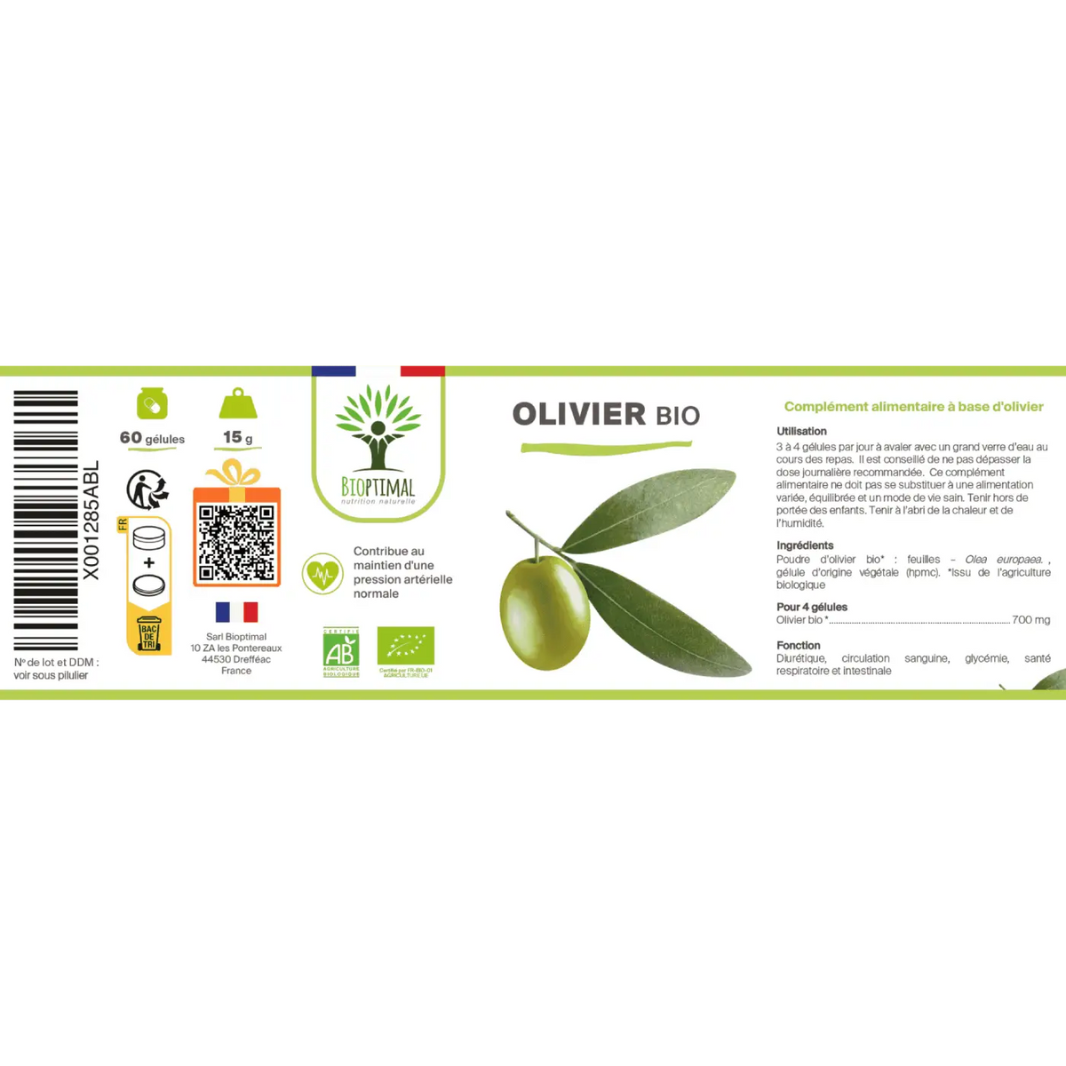 Bio Olivenblatt Nahrungsergänzung in Kapseln, fördert Herz-Kreislauf-Gesundheit und harntreibende Wirkung, von Bioptimal