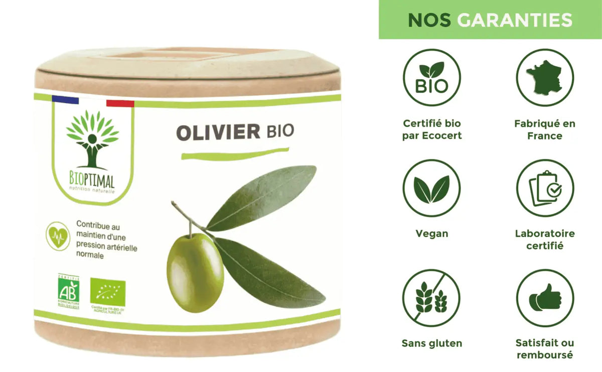 Bio-Olivienblatt Nahrungsergänzung in Kapseln, fördert Harntreibung und Herz-Kreislauf-Gesundheit, von Bioptimal