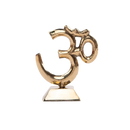 Stehendes OM-Zeichen aus Messing in Goldgelb, ca. 9 cm hohe Dekorationsfigur, elegante buddhistische Symbolfigur.