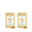 Zwei braune resealable pouches mit veganen omega-3-kapseln aus algenöl mit 120 kapseln docosahexaensäure