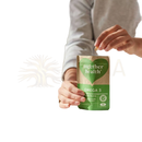 Grüner und beige beutel von together health omega-3 veganen omega-3-fettsäuren mit herzlogo für gehirn und herz-kreislauf-system
