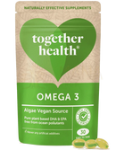 Grün-beige pouch von together health omega-3 mit veganen omega-3-fettsäuren aus algen für gehirn und herz-kreislauf-system