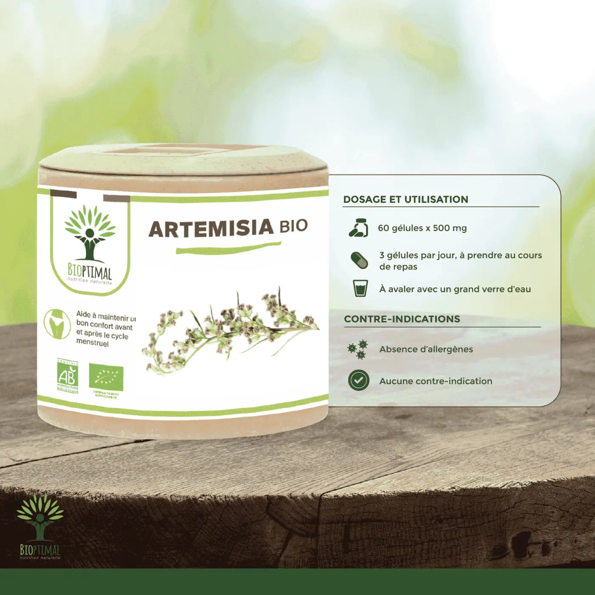 Bioptimal Bio-Artemisia in Kapseln zur Linderung von Menstruationsbeschwerden und Muskelaufbau, natürliche Nahrungsergänzung