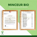 Wooden-framed certification documents for minceur bio premium organisches gewichtsverlust kapseln mit grünem tee