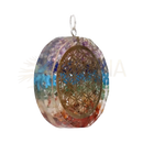 Orgoncit-chakra-anhänger blume des lebens mit transparentem resin, regenbogenkristallen und goldener geometrie schützt vor negativen energien