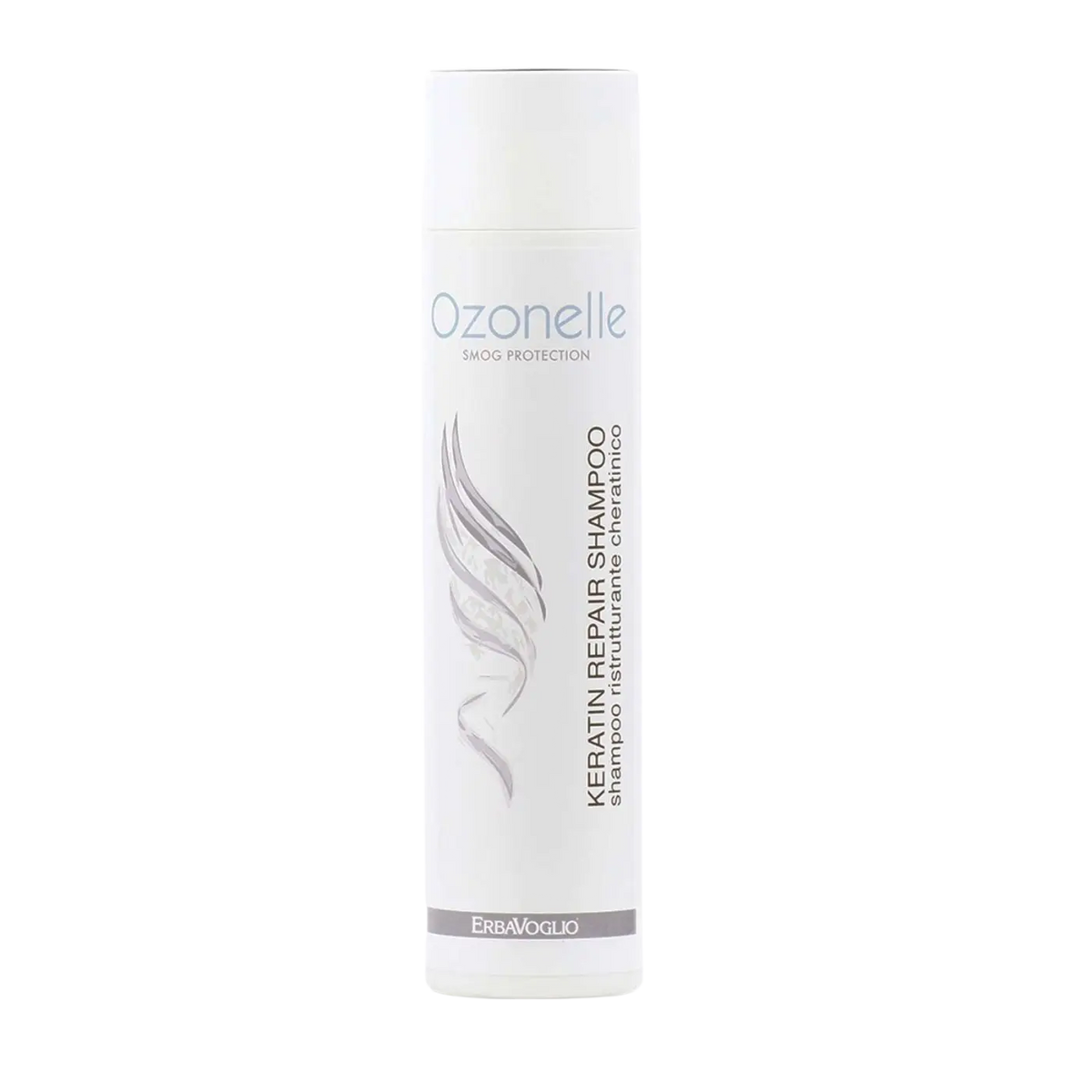 Ozonelle Keratin Shampoo von Erbavoglio für geschmeidiges, glänzendes Haar, flasche mit Shampoo und Keratin-Formel