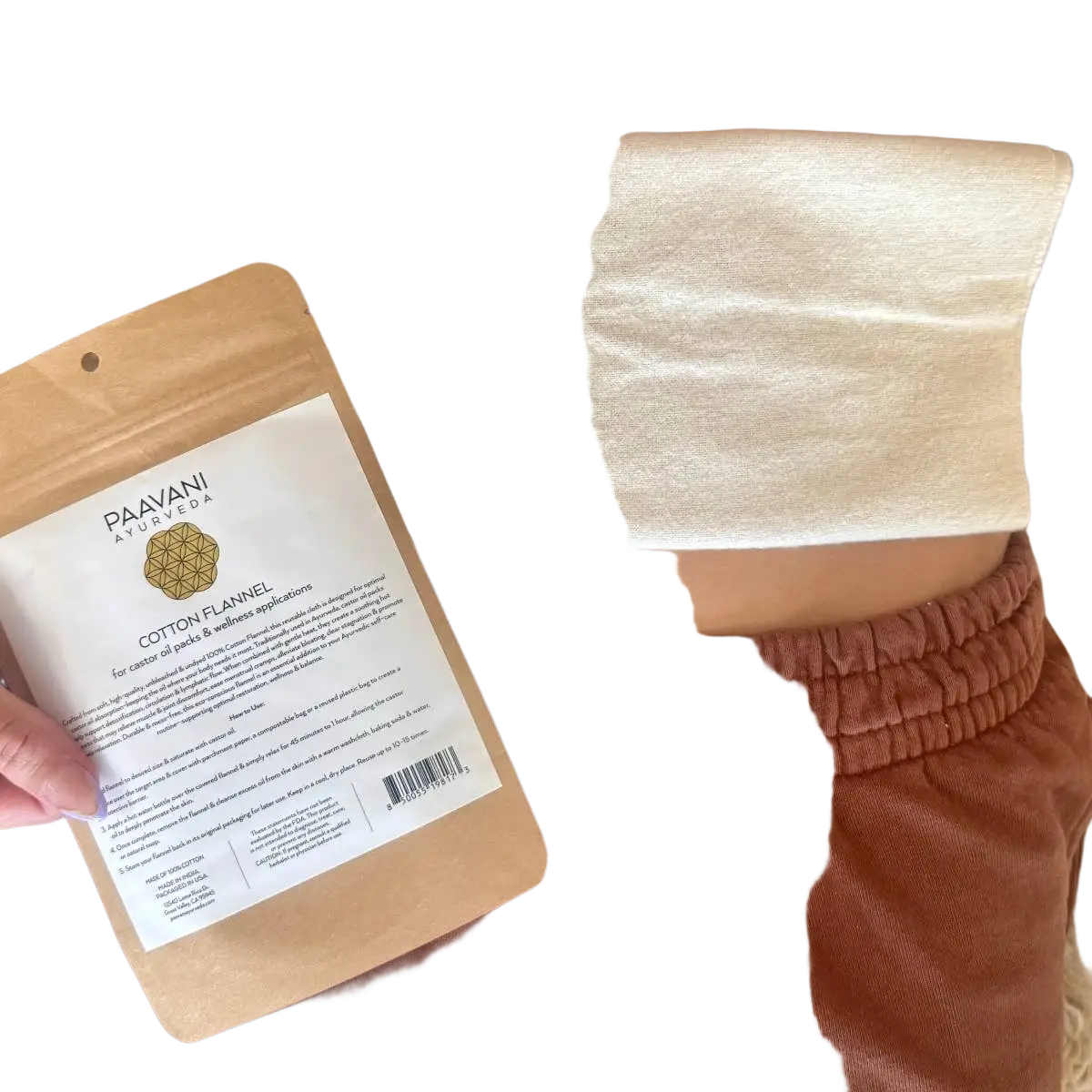 Weiches Baumwollflanell von PAAVANI Ayurveda, wiederverwendbares Tuch für ayurvedisches Rizinusöl, für Körperpflege geeignet