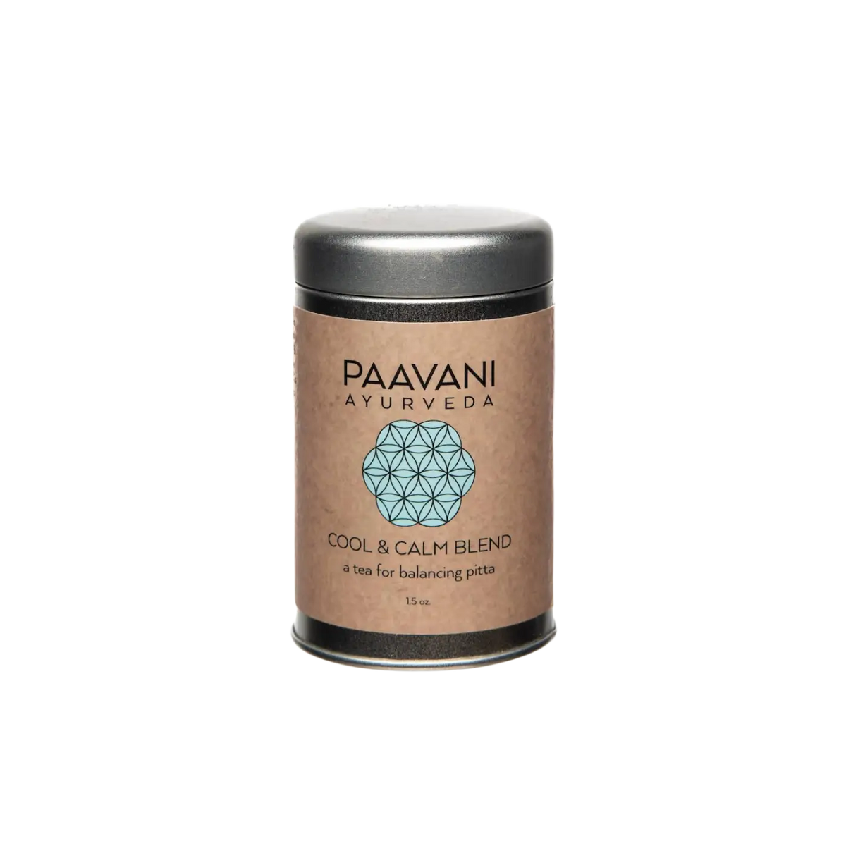 PAAVANI Ayurveda Cool & Calm Tee, ayurvedischer Pitta-Balance Tee in einer Teekanne mit Blättern und Kräutern