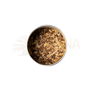Ein zylindrischer metallbehälter mit hellbraunen und dunklen holzchips paavani ayurveda ayurvedischer tee für vata balance