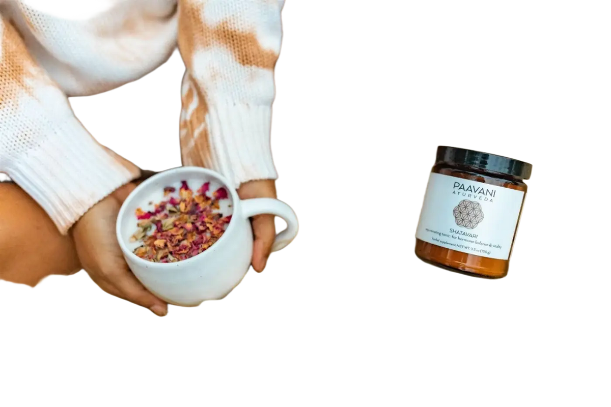 PAAVANI Ayurveda Shatavari Nahrungsergänzung, Ayurveda-Kraut für Stressabbau und hormonelles Gleichgewicht, in Packung.
