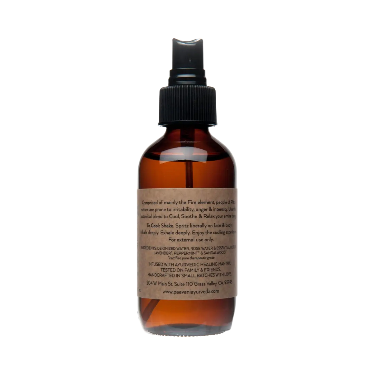 PAAVANI Ayurveda Pitta Aromatherapie Spritzer, kühlender ayurvedischer Körperpflege-Nebel in Sprayflasche