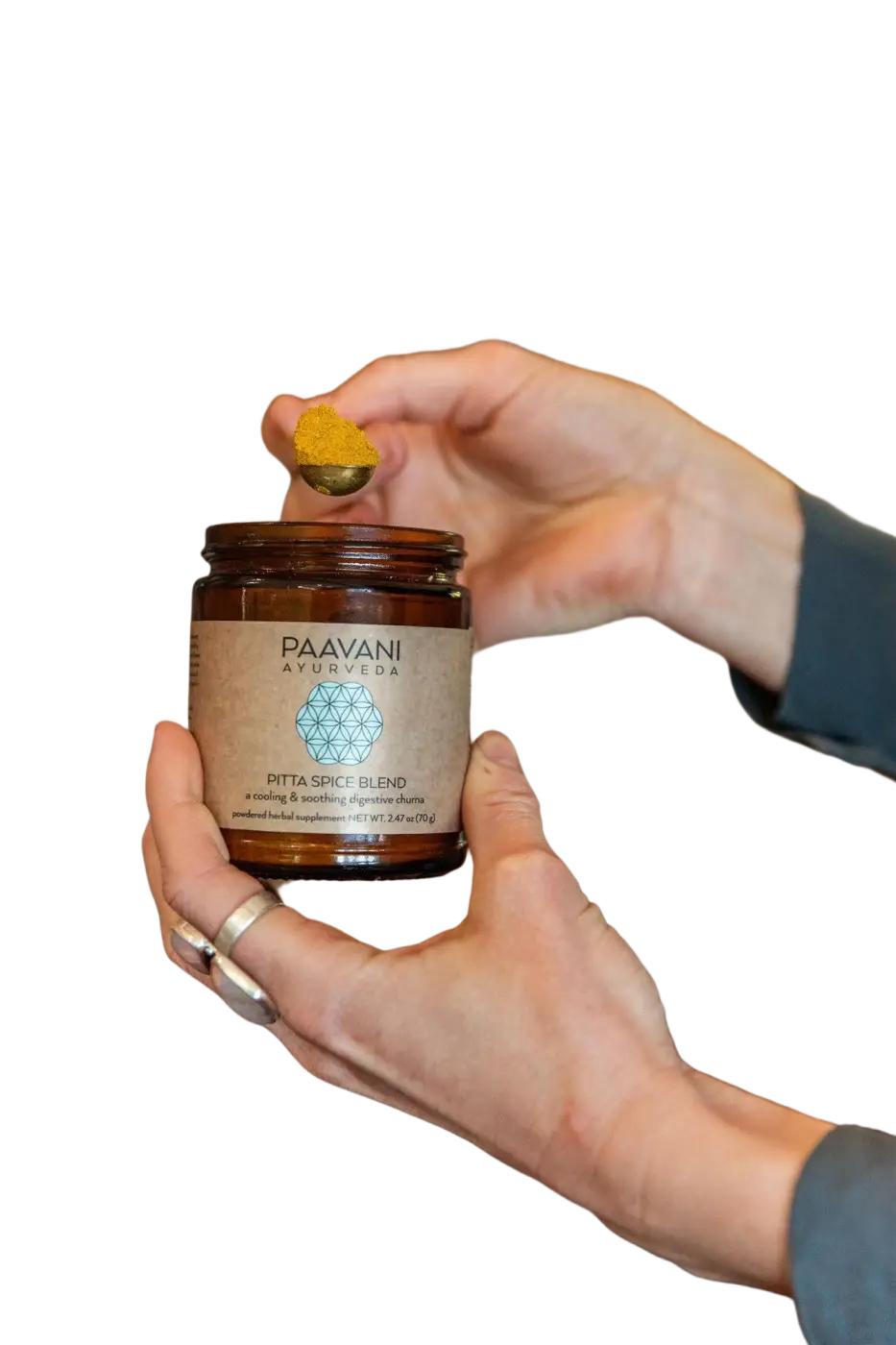 PAAVANI Ayurveda Pitta-Gewürzmischung, kühlende und beruhigende Gewürze für die Verdauung, in einer Packung.