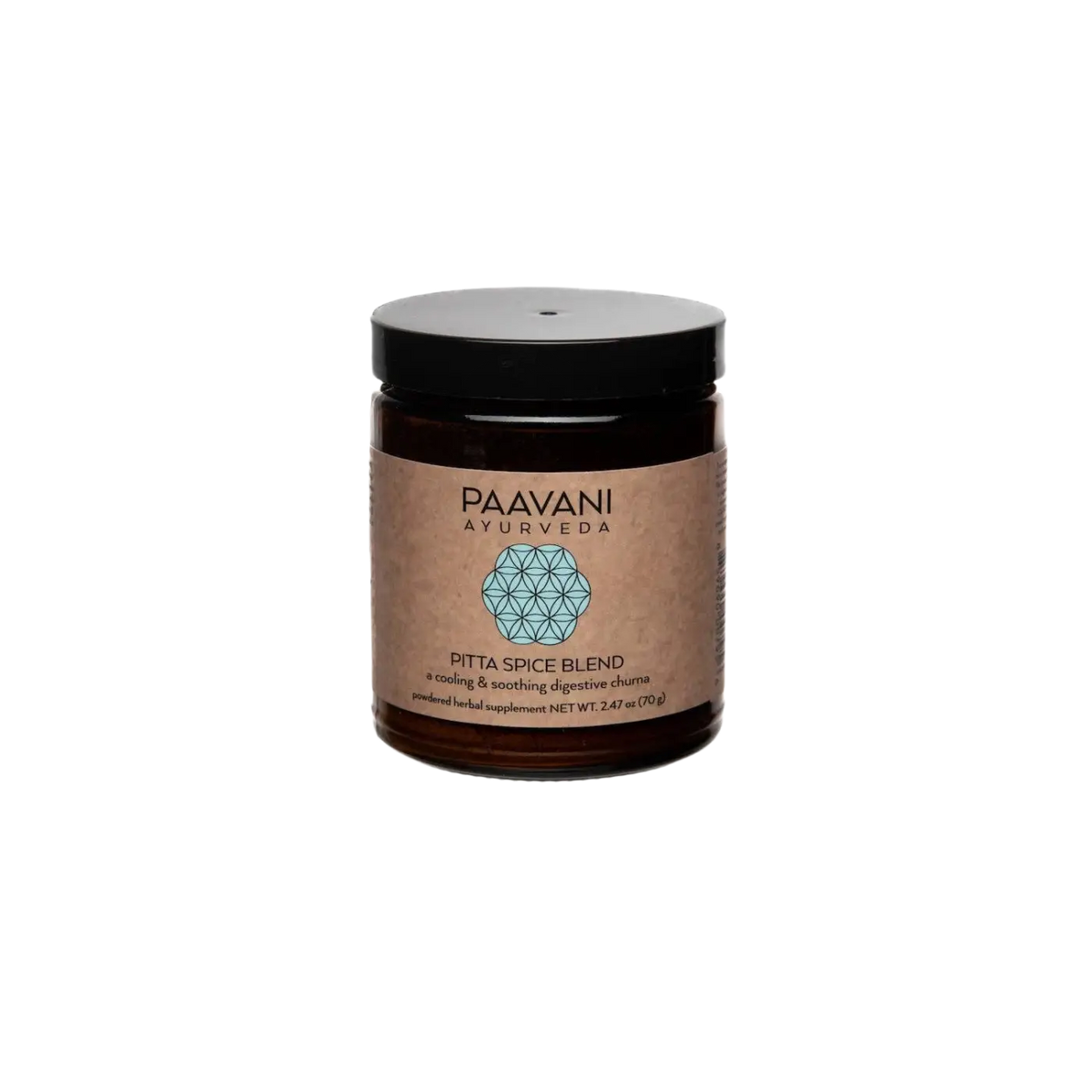 PAAVANI Ayurveda Pitta-Gewürzmischung, kühlendes und beruhigendes Verdauungs-Churna, in Glasbehälter, getrocknete Gewürze