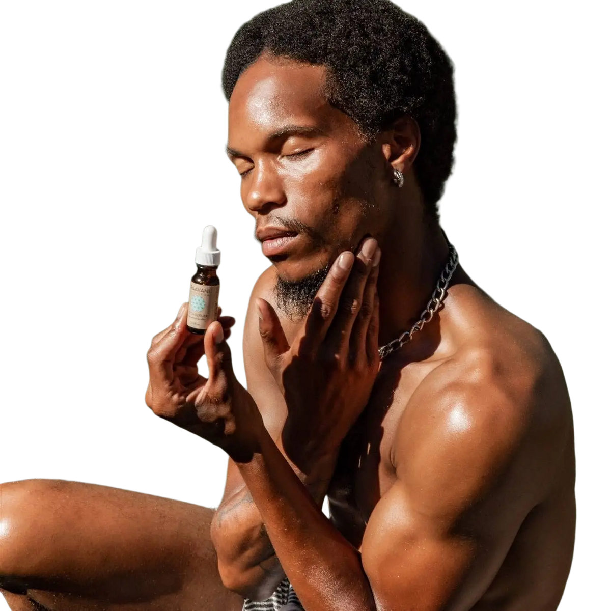 Kleine bernsteinfarbene glasflasche mit weißem verschluss und minimalistischem etikett paavani ayurveda pitta serum ayurvedisches gesichtsöl
