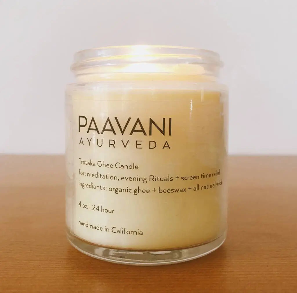 PAAVANI Ayurveda Trataka Ghee-Kerze für ayurvedische Meditation, Fokus und Augen, natürliche Kerze aus Ghee für Entspannung