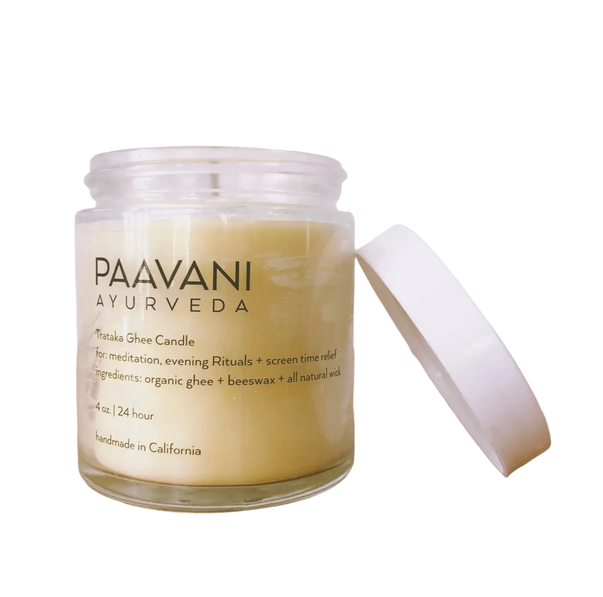 PAAVANI Ayurveda Trataka Ghee-Kerze für ayurvedische Meditation, Fokus und Augenentspannung, natürliche Kerze für meditative Praxis