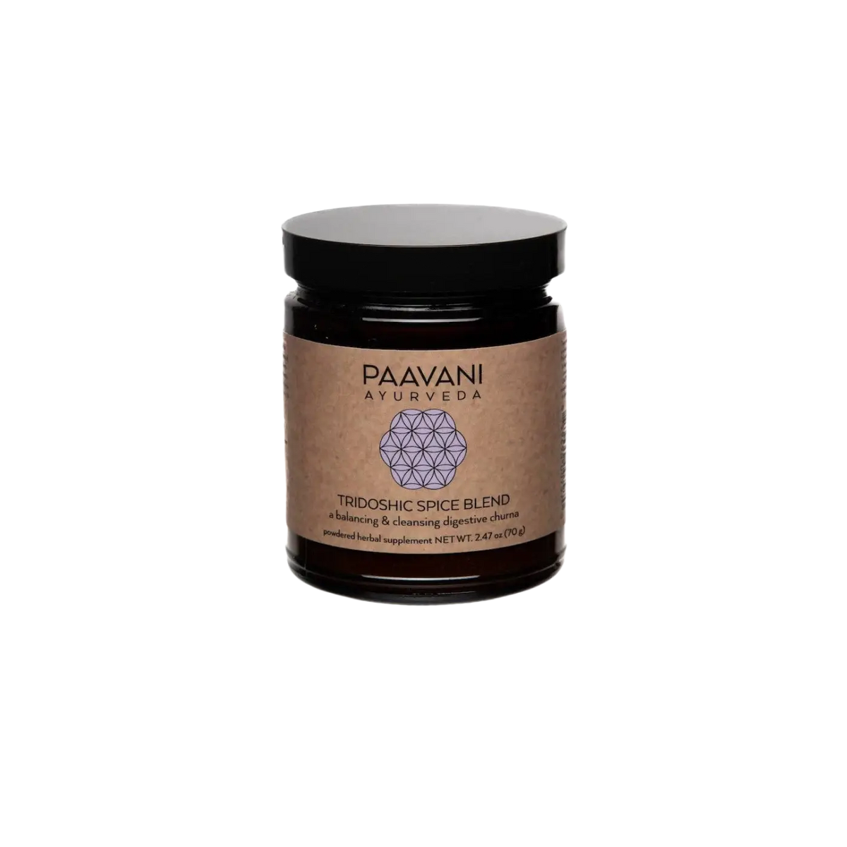 PAAVANI Ayurveda Tridosha-Gewürzmischung, ausgleichende und reinigende Verdauungs-Churna, natürliche Gewürze in Glasdose