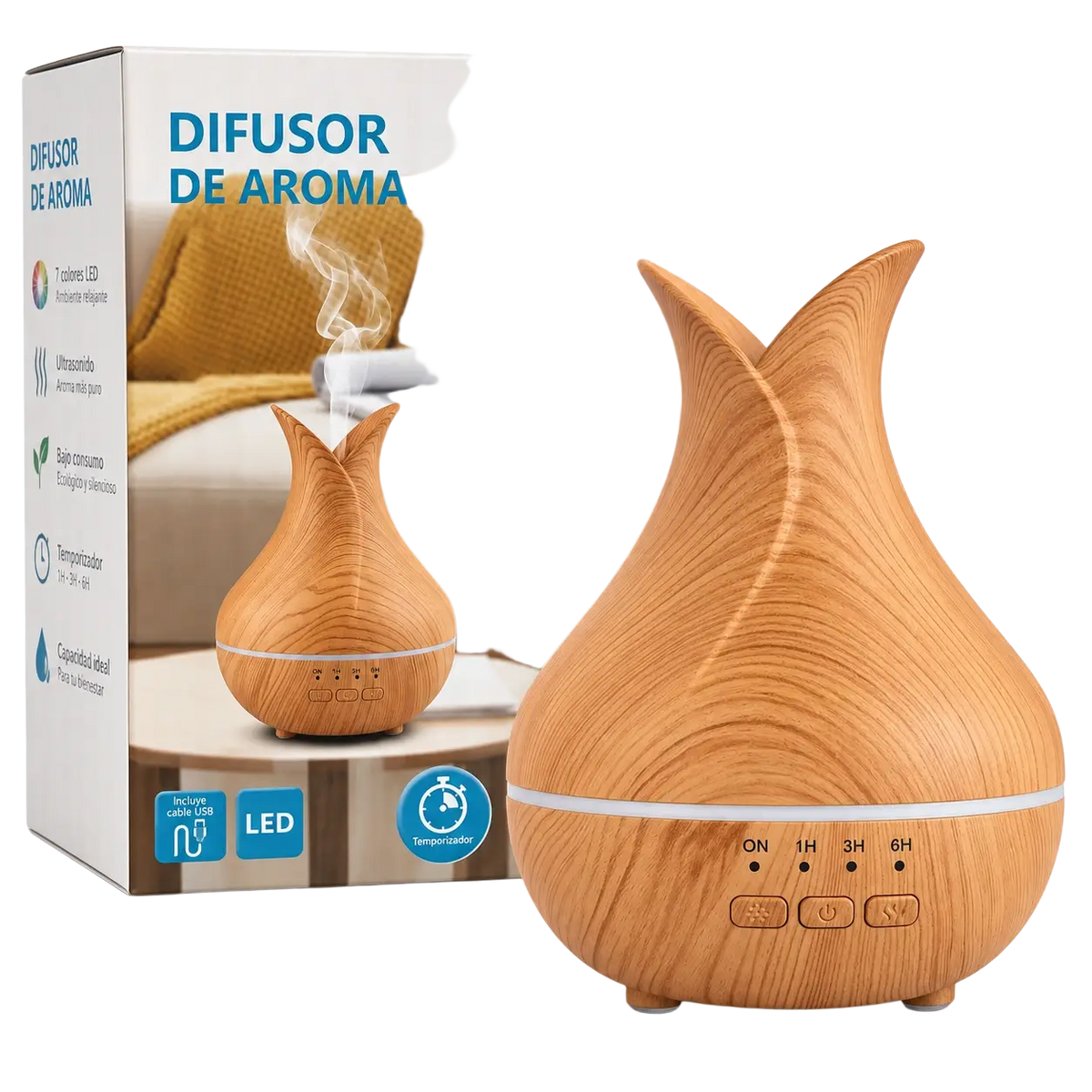 AW Artisan Palermo Aroma Diffusor in heller Holzoptik, 120 ml, stilvoller Diffuser für angenehmen Raumduft