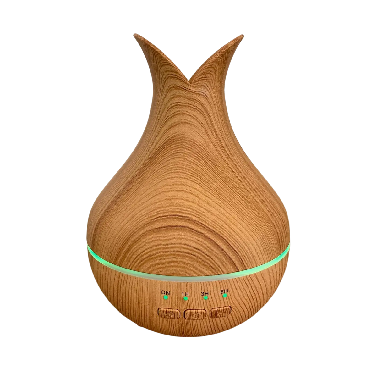 Holzoptik Aroma Diffusor von AW Artisan mit 120 ml Fassungsvermögen, USB, Farbwechsel und Timer, helle Holzmaserung.