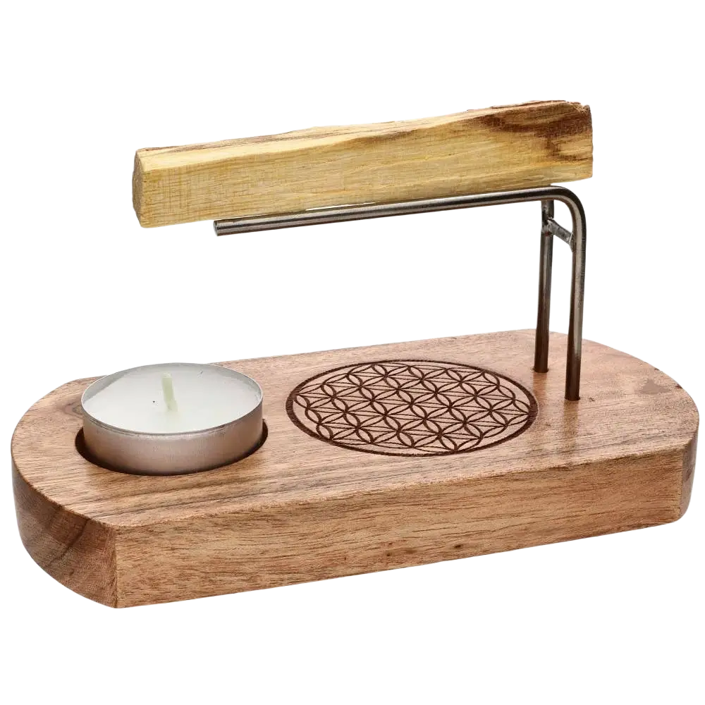Palo Santo Räucherbrenner in Blume des Lebens Design aus Akazienholz, dekoratives Räuchergefäß aus Räucherwaren von Vives de la Cortada S.L