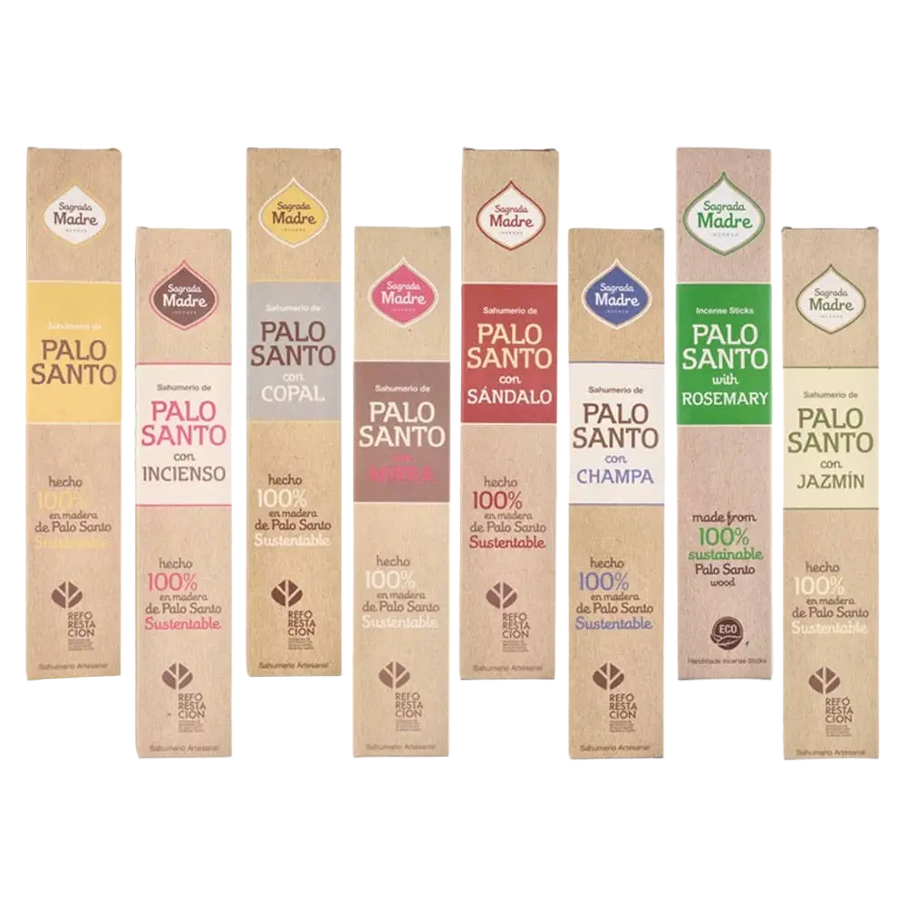 Palo Santo Weihrauch mit Olibanum von Sagrada Madre, Räucherwaren aus natürlichen Holz und Harz, zur spirituellen Reinigung.