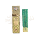 Grüne patchouli räucherstäbchen in gold gemusterter kartonverpackung mit twine ideal für rituale banjara incienso