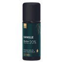 Ätherisches Öl Vanille Absolue Bio von Phytomed, 20% Konzentration, 5ml Flasche, zeigt Vanilleschoten und Ölflasche