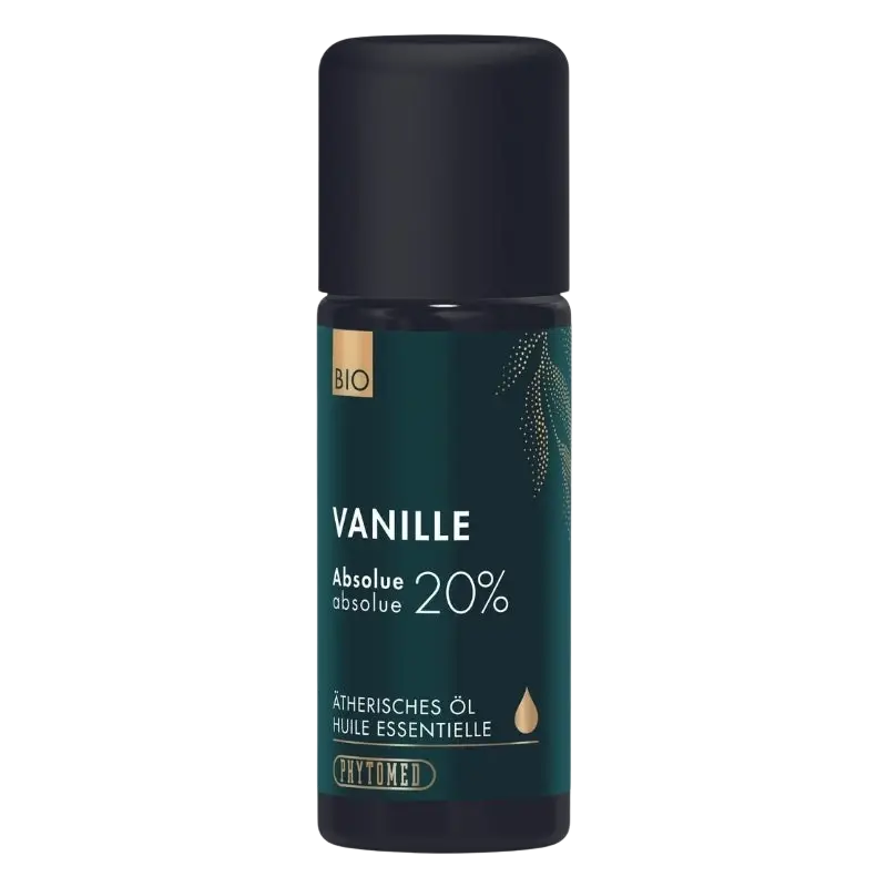 Ätherisches Öl Vanille Absolue Bio von Phytomed in dunkler Flasche, 5ml, natürliche Vanille-Duft, Bio-Qualität