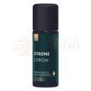 Dark green glass bottle with black cap and gold label showing phytomed zitrone bio essential oil from mana shop image to zoom
