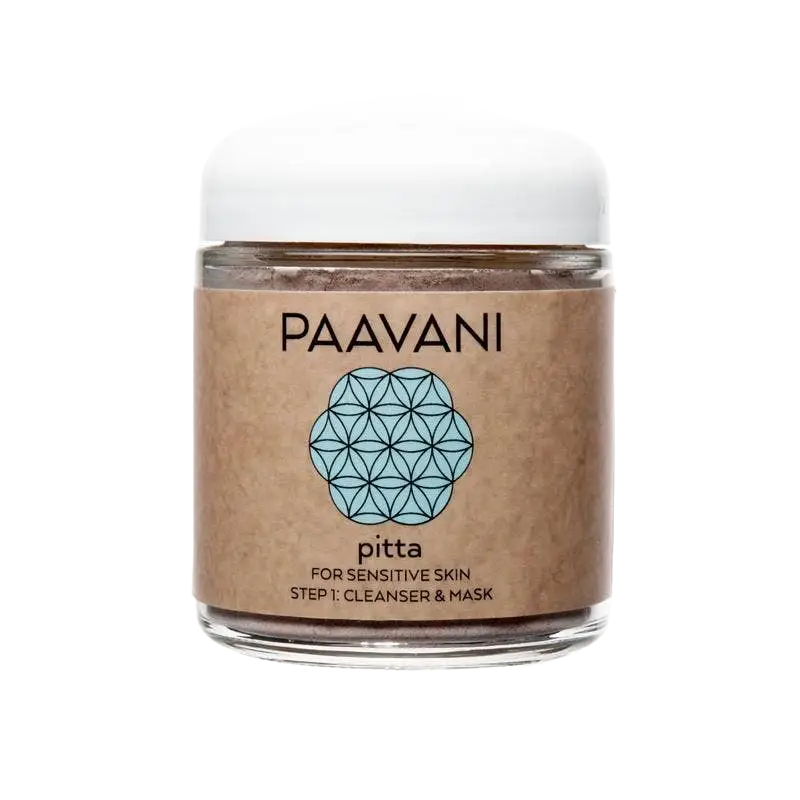 Gesichtsreinigungsgranulat und Maske von PAAVANI Ayurveda für empfindliche Haut, sanfte Pitta-Reinigung und Pflege