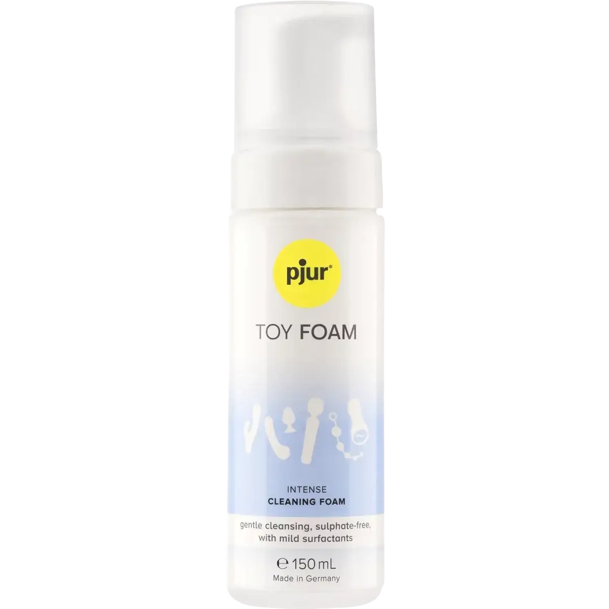 pjur TOY FOAM Reinigungsmittel, 150ml, transparente weiße Flasche mit Schaumreiniger für Sexspielzeug