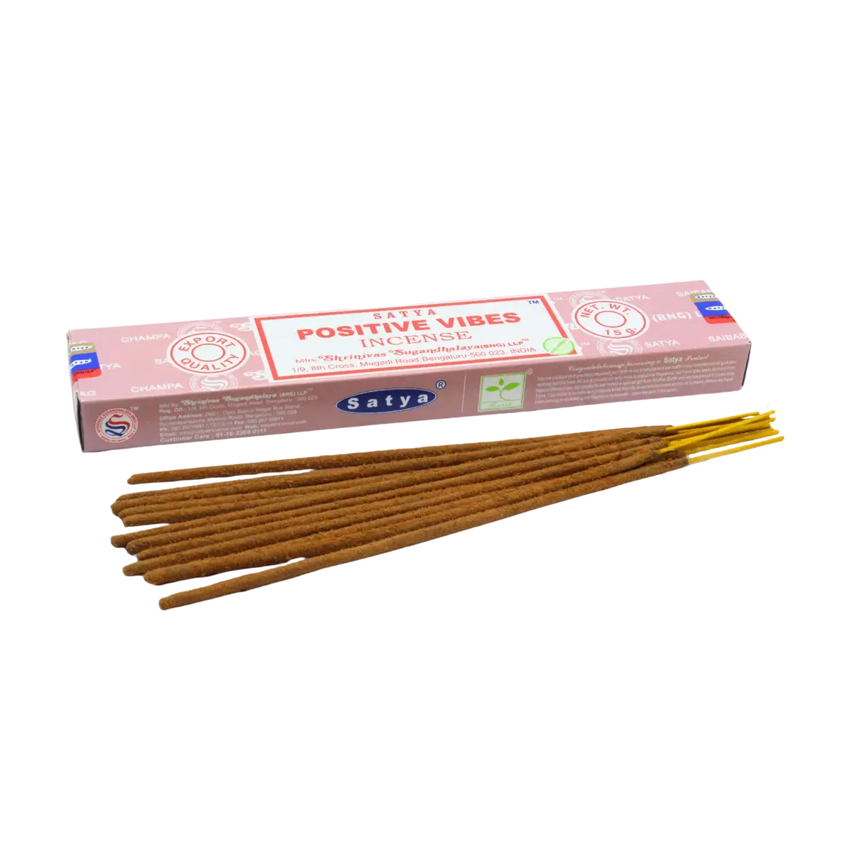 Handgerollte Satya Räucherstäbchen von Green Tree in einer Packung, positive Vibes Duft, natürliche Räucherung für Entspannung