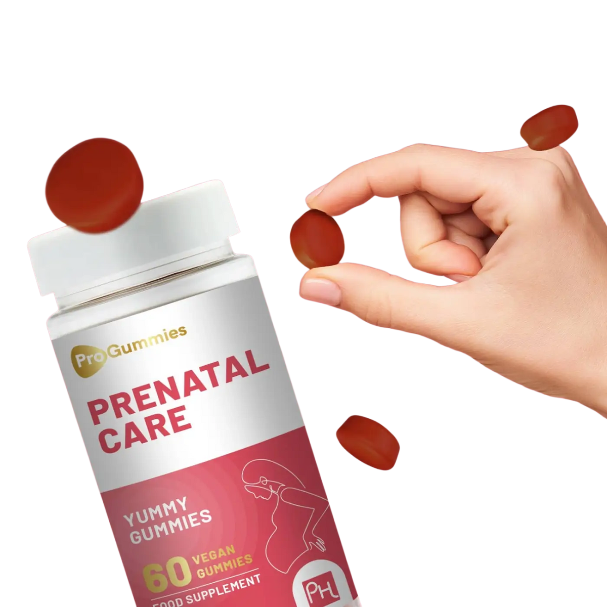 Vegane pränatale Pflege Gummies mit Folsäure, Vitamin D, B12 und Zink, Nahrungsergänzungsmittel von Prowise Healthcare