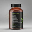 Braune amberglasflasche probiotika von feel supreme mit schwarzem deckel und grünem blattlogo zur unterstützung der gesundheitlichen verdauung und immunsystem stärken