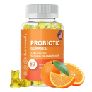 Probiotische Gummibärchen von HARMONIFY mit 5 Milliarden CFU, natürlichem Orangengeschmack und 1000 mg Probiotika.