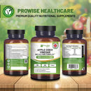 Braune glasflasche mit schwarzem verschluss und grünem etikett von prowise healthcare apfelessig komplex kapseln 1300 mg
