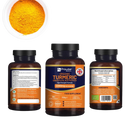 Braune glasflasche von prowise healthcare bio-kurkuma 2280mg mit schwarzem pfeffer, schwarzem verschluss und orangefarbenem etikett