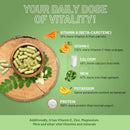 Grüne vegane kapseln aus organischem moringa in einer holzschale von prowise healthcare bio moringa kapseln 2000 mg
